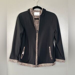 Sport Savvy Reversible Black Cheetah Print Long Sleeve Full Zip Jacket XSmall